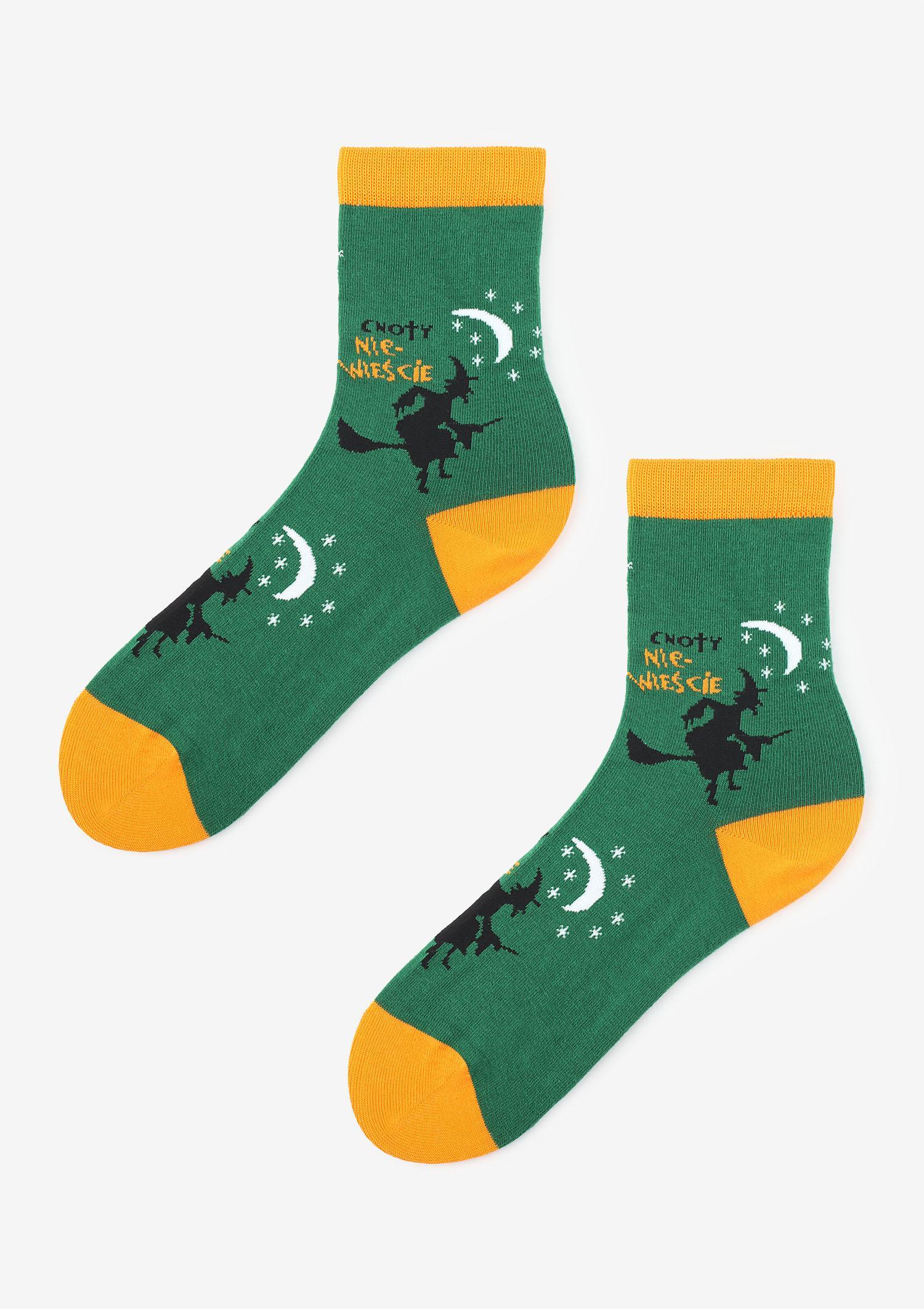 Skarpetki damskie z wiedźmą SL Helloween Marilyn GREEN ONE SIZE