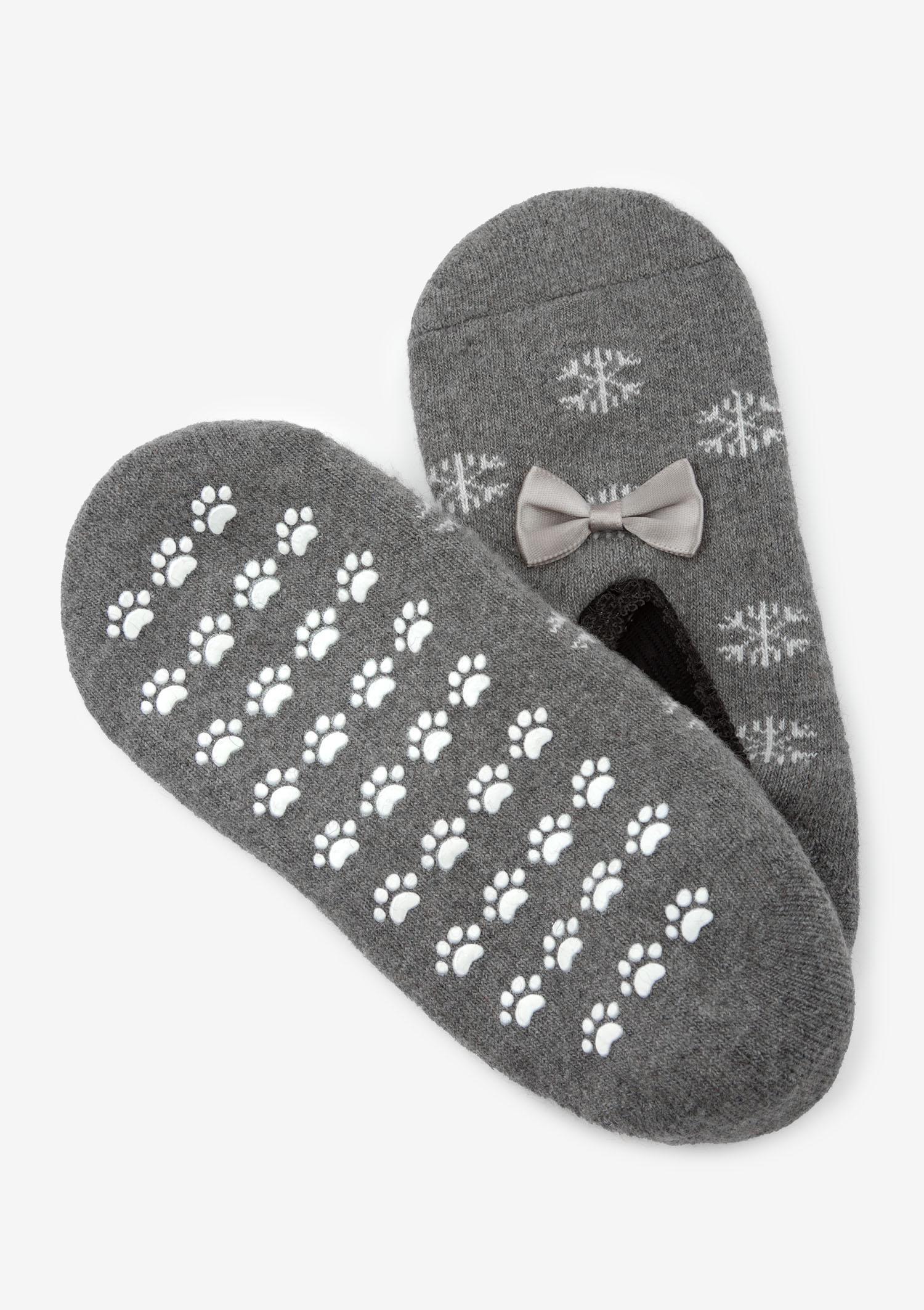 Skarpetki damskie baletki z angorą podeszwa ABS D26 Marilyn DARK GREY ONE SIZE