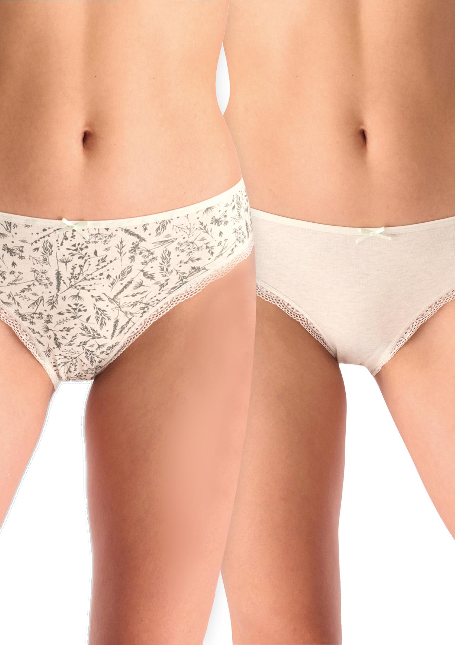Figi damskie bawełniane (2pack) mini bikini z niskim stanem LPR 540 Key BEŻOWY/BEŻOWY M