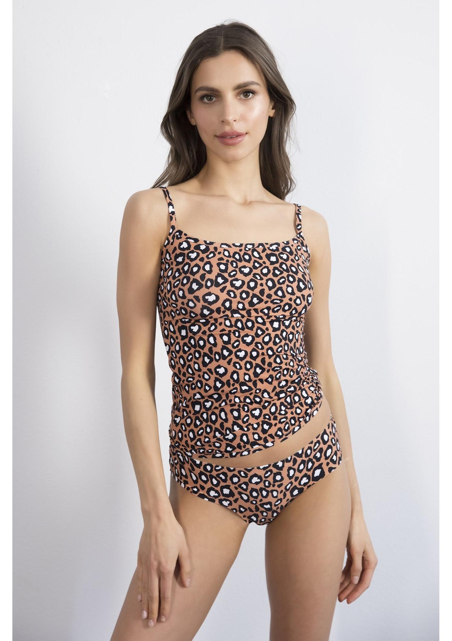 Bezszwowa koszulka z motywem zwierzęcym Panther BROWN L