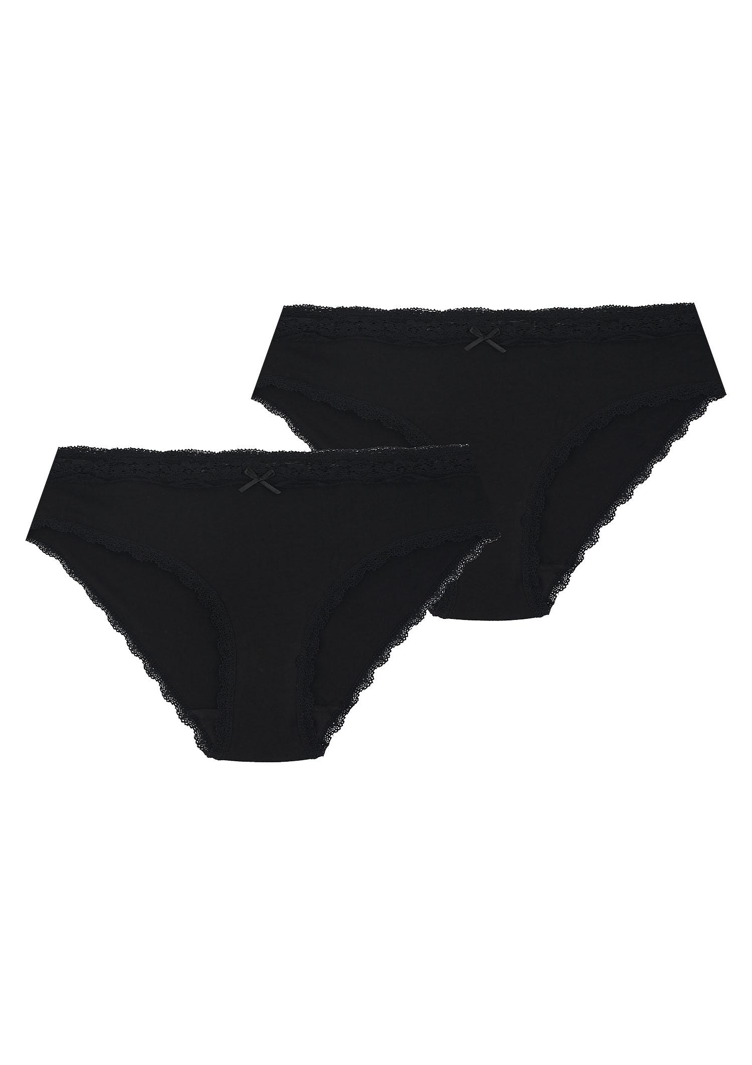 Jednokolorowe niskie figi damskie (2 pack) LPR 280 CZARNY/CZARNY S