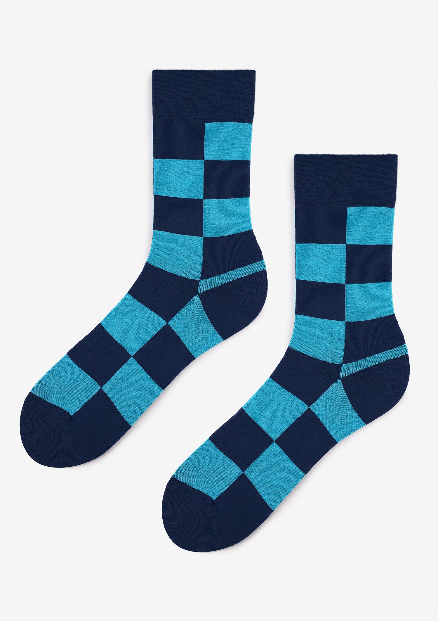 Skarpetki męskie z bawełny w kwadraty Men Square Marilyn BLUE 41/45