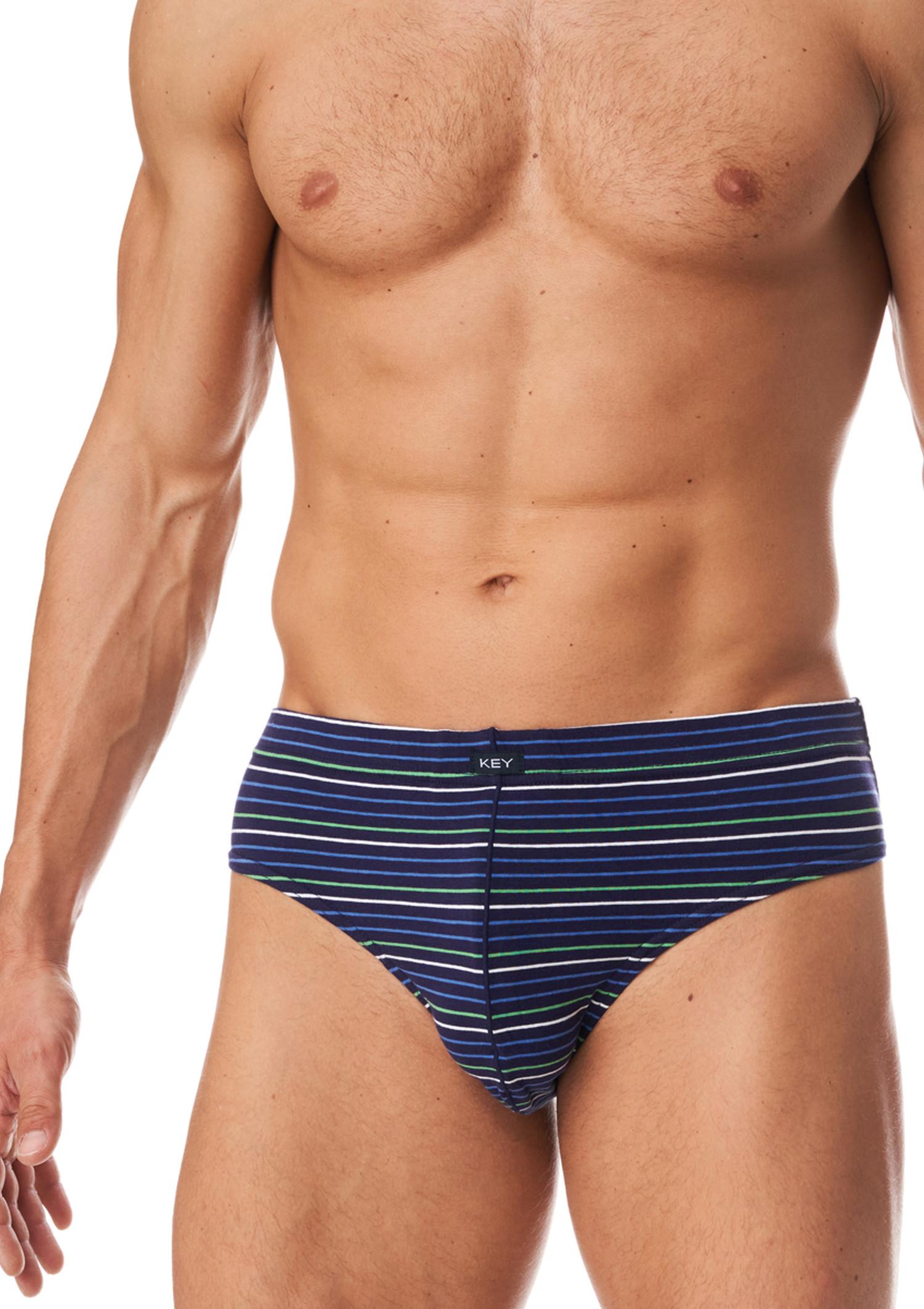 Slipy męskie z bawełny (2 pack) w paski MPP 391 GRANATOWY/SZARY M