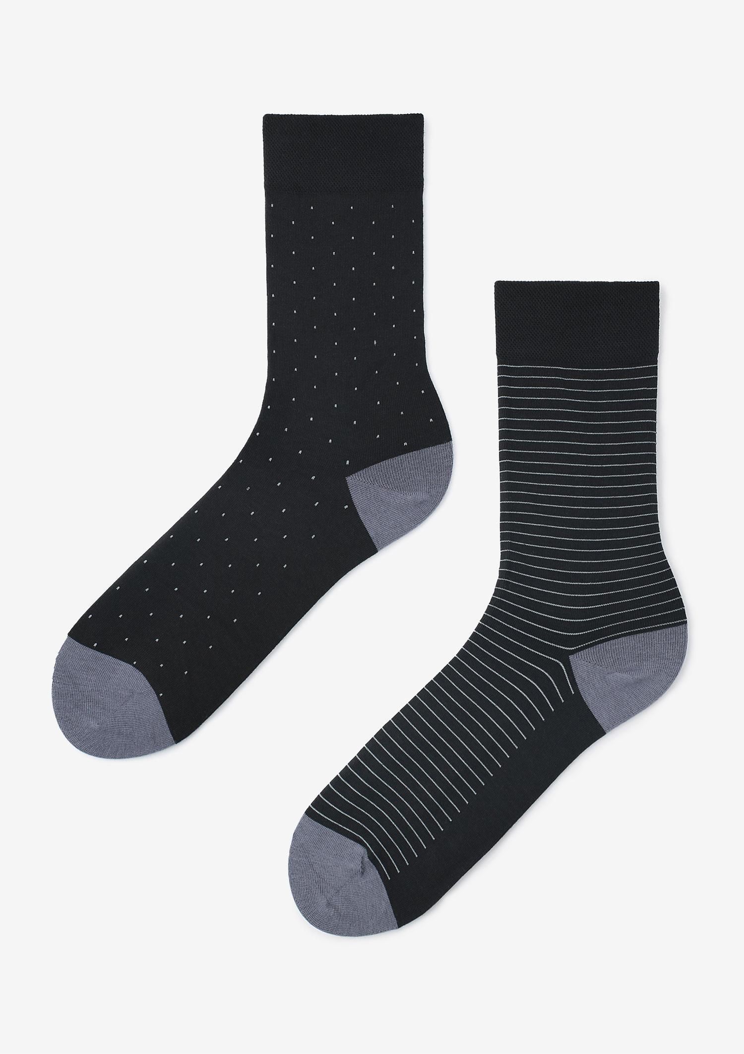 Wzorzyste garniturowe skarpety męskie Dots&Stripes Marilyn BLACK 41/45