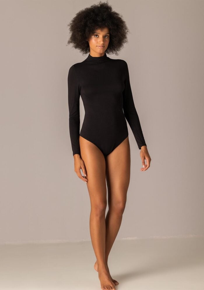 Body - zdjęcie 4|Body damskie czarne z golfem ekologiczny modal Today 6018 Sielei