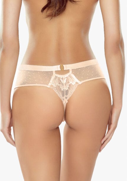 Stringi damskie eleganckie z koronką i siateczką Lea 5030 Lapinee beżowy
