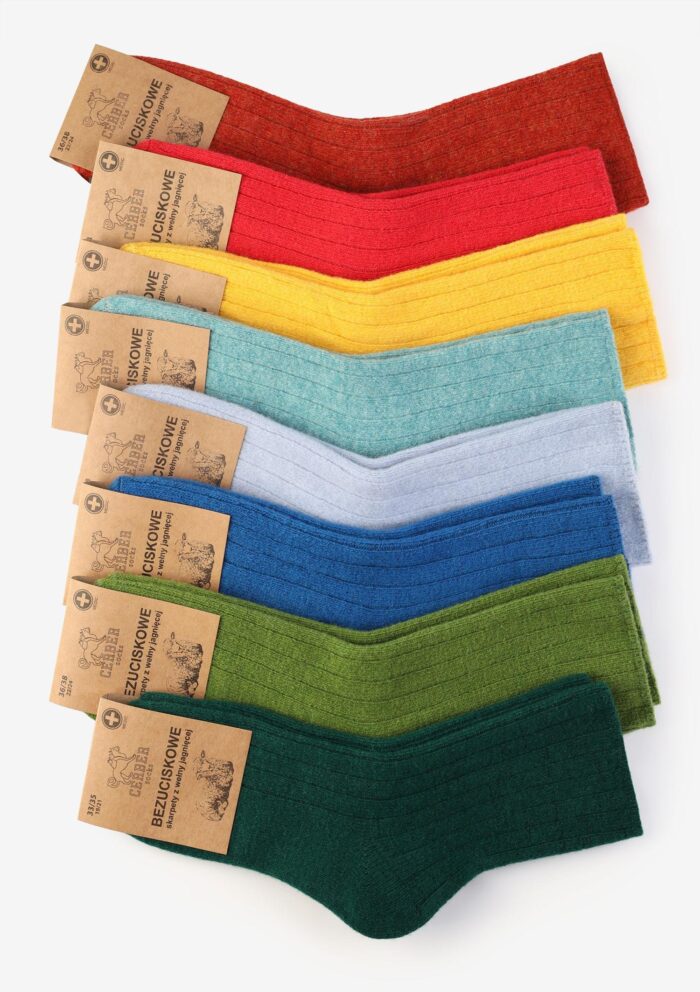 Skarpety - zdjęcie 2|Skarpetki merino z wełny merynosa jagnięce bezuciskowe jasno niebieskie Cerber Art. 0251
