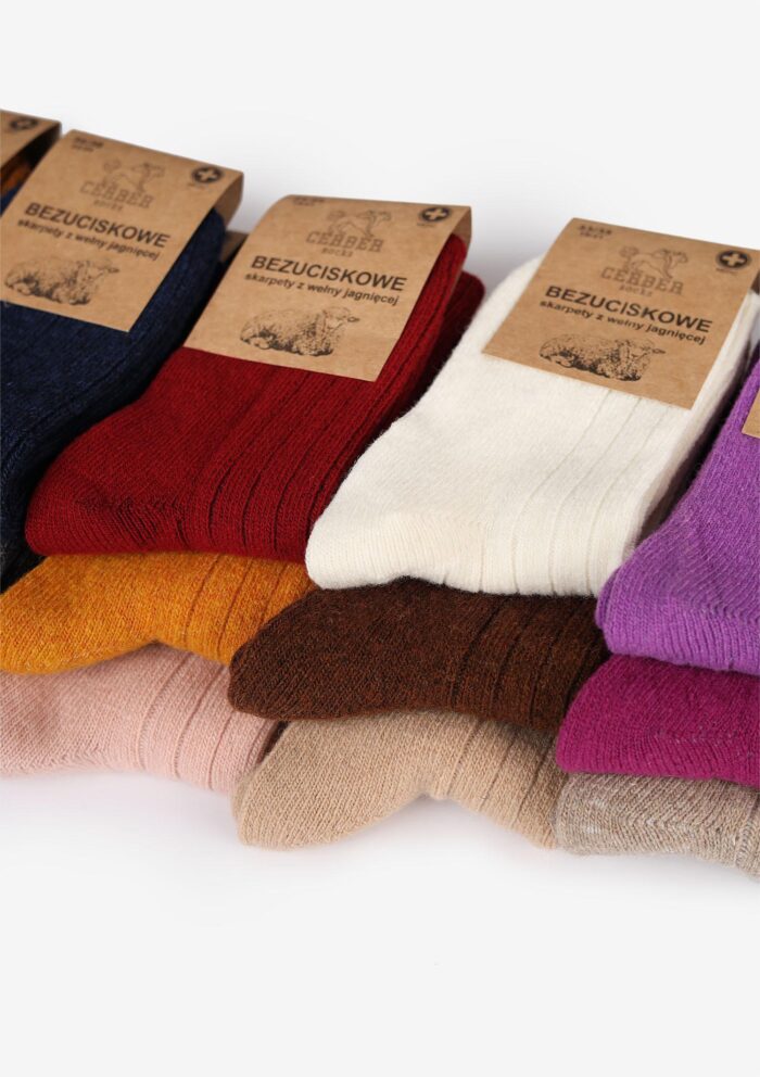 Skarpety - zdjęcie 3|Skarpetki merino z wełny merynosa jagnięce bezuciskowe pomarańczowe Cerber Art. 0251