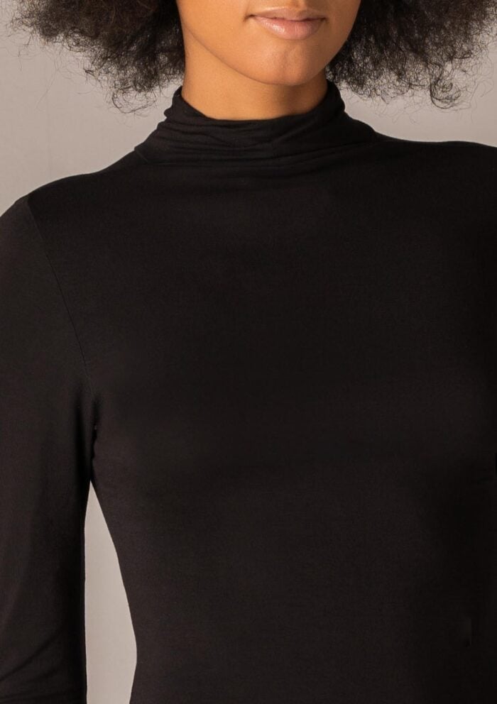 Body - zdjęcie 6|Body damskie czarne z golfem ekologiczny modal Today 6018 Sielei