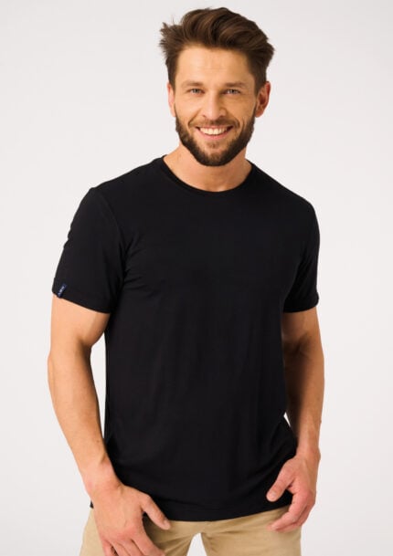 T - shirt męski bambusowy gładki Key MVK 001 czarny