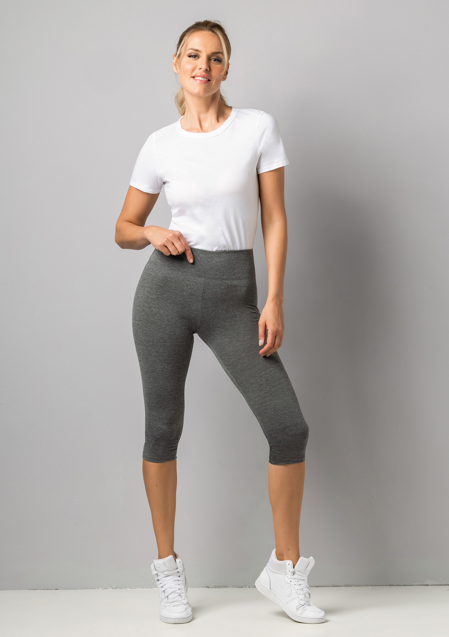 Legginsy bawełniane capri na co dzień i trening GS07 Sielei S/M