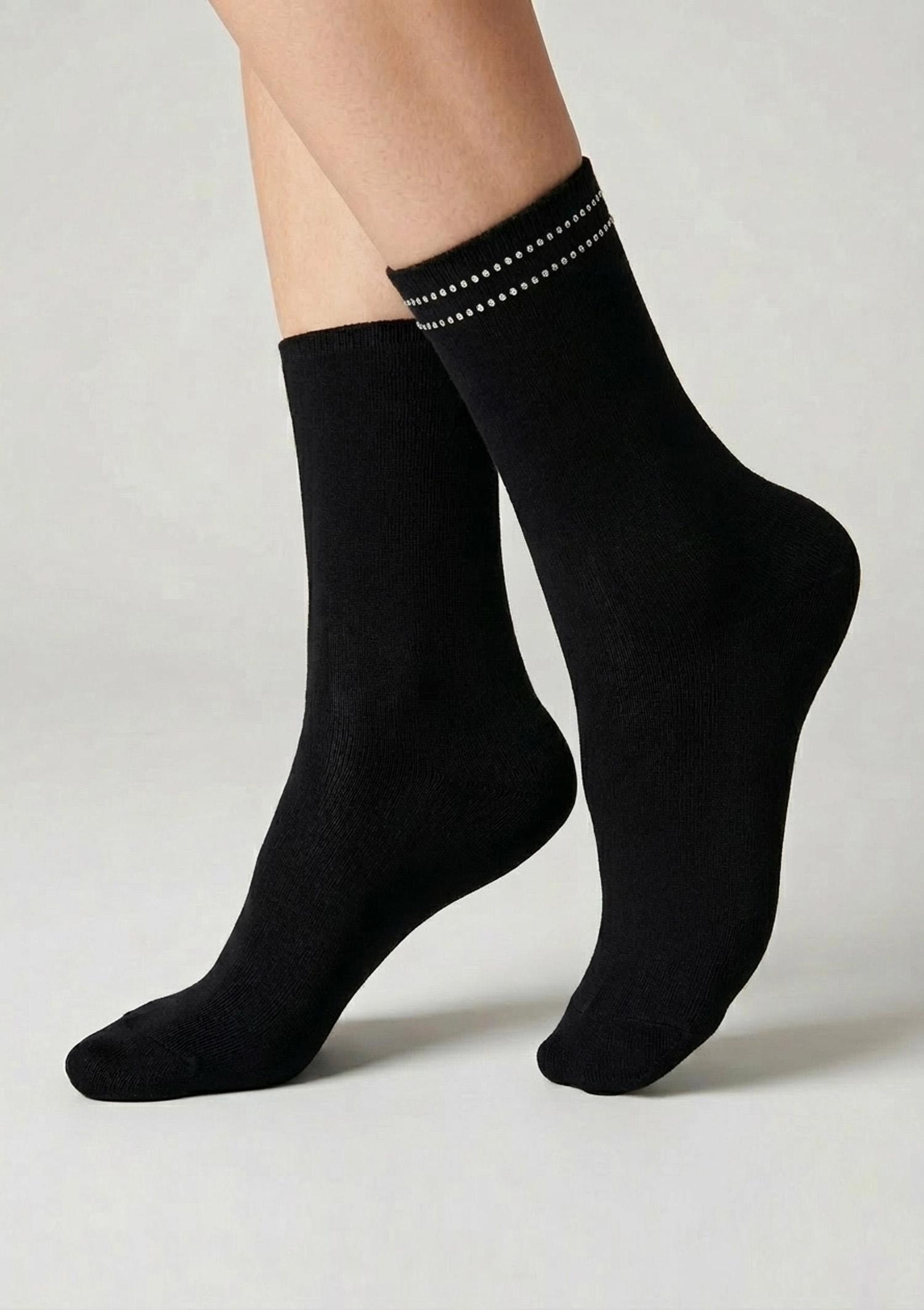 Skarpetki damskie z ozdobnym paskiem dżetów Marilyn black 36/40