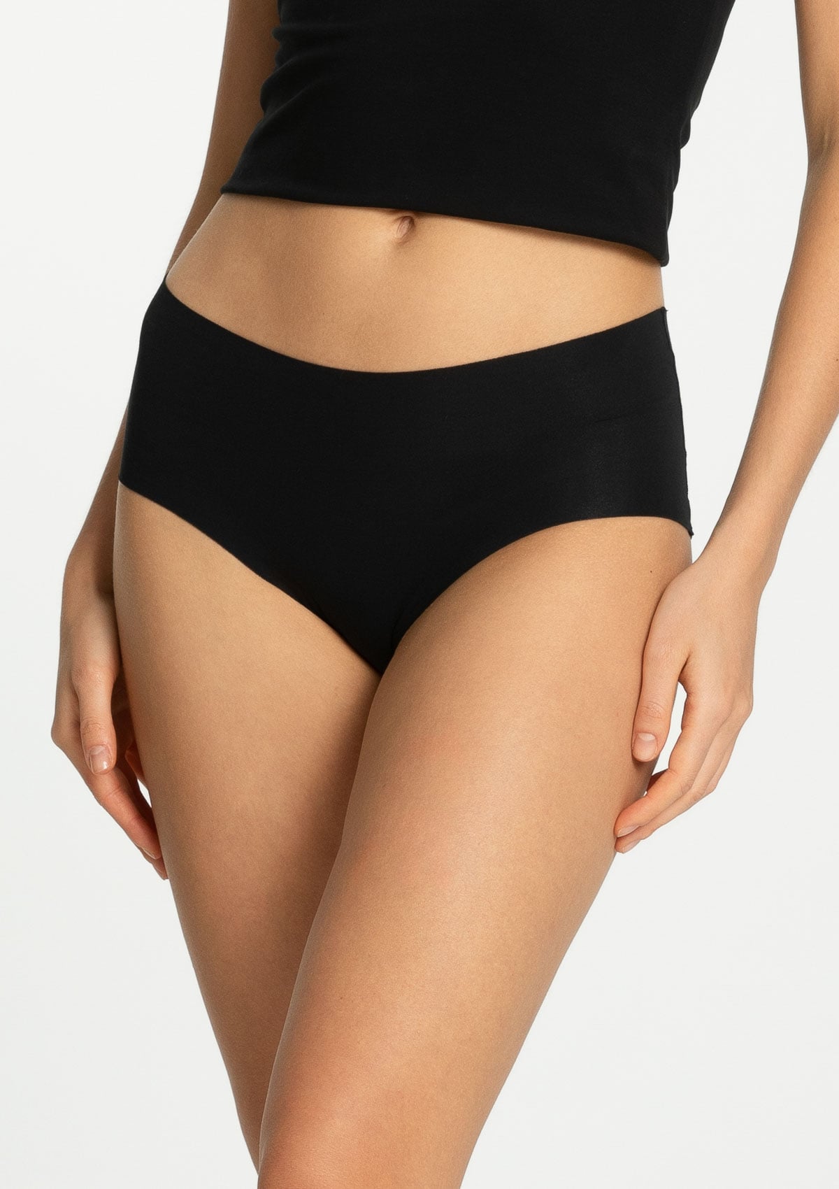 Figi bawełniane bezszwowe wysokie Cotton Mood Maxi czarne M CZARNY