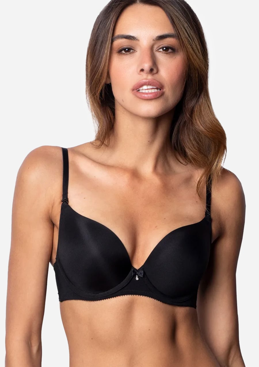 Agio biustonosz klasyczny gładki push up czarny 70D CZARNY