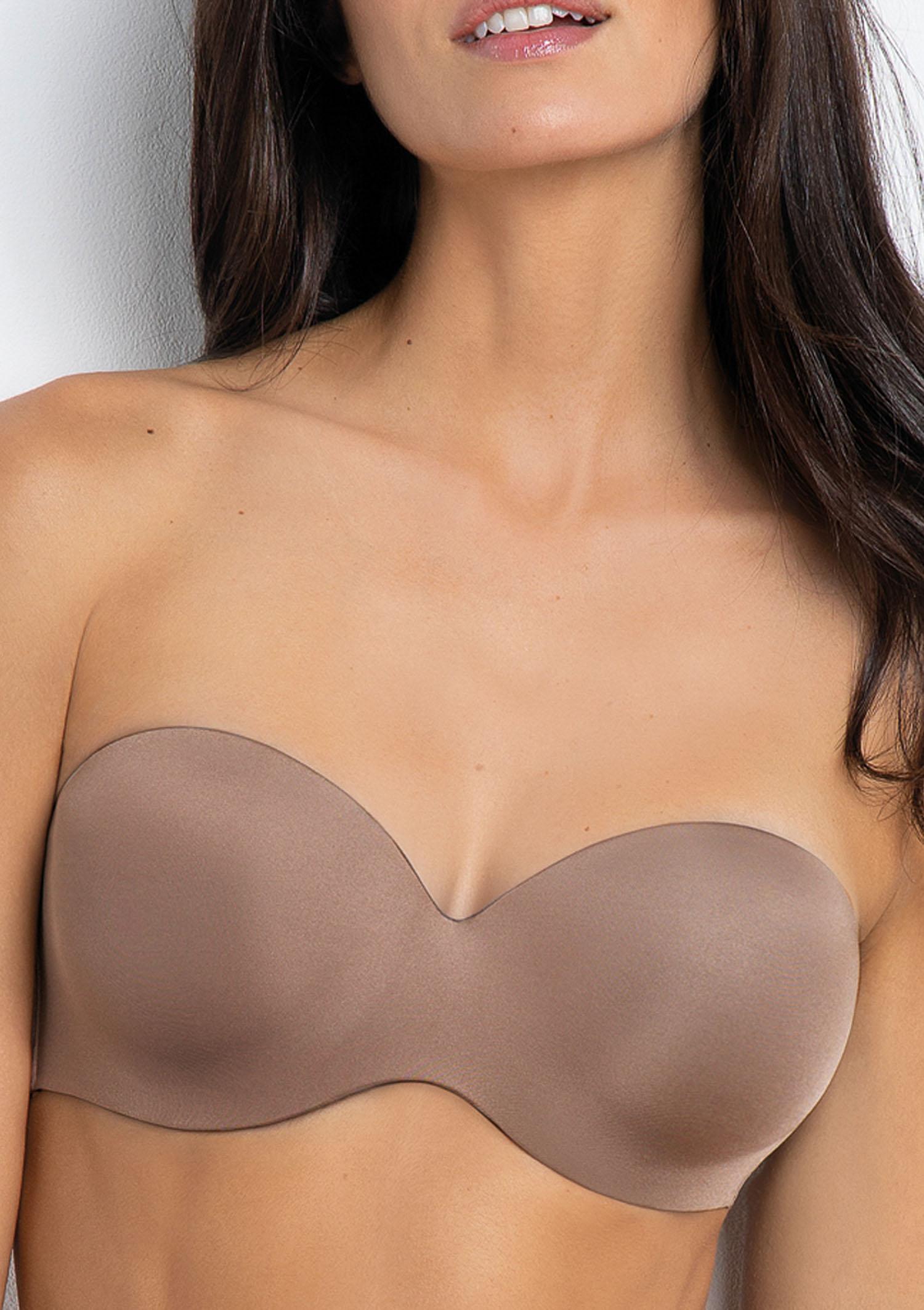 Biustonosz bardotka push-up bezszwowy Sielei 1580 Fantastic dark beige 80C