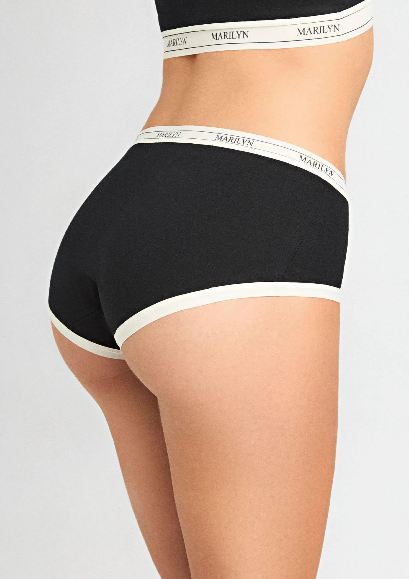 Figi damskie z bawełny organicznej o pełnym tyle czarne Panty Cotton Karen Marilyn L/XL