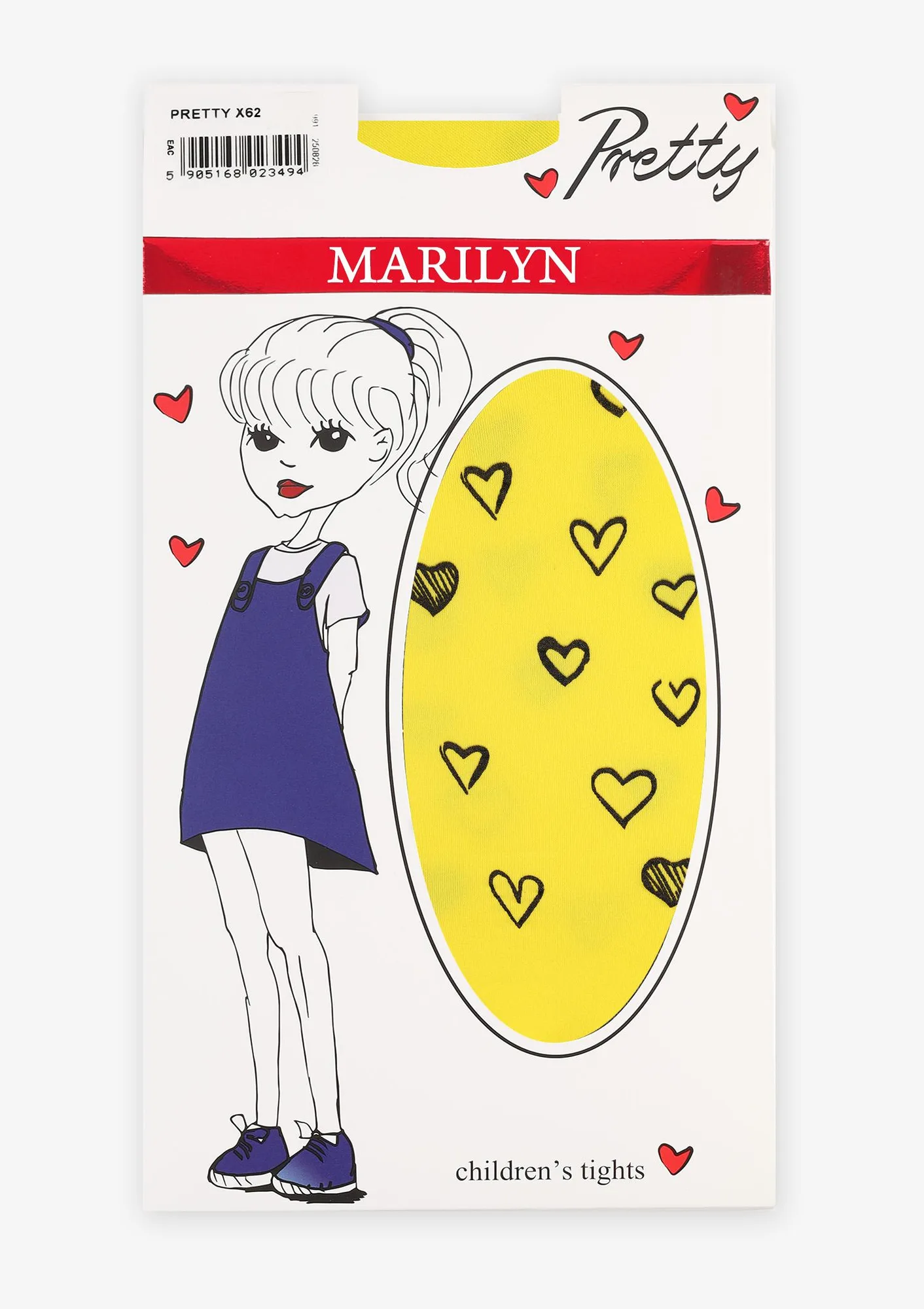 Kolorowe rajstopy dziecięce w serduszka Pretty X62 Marilyn