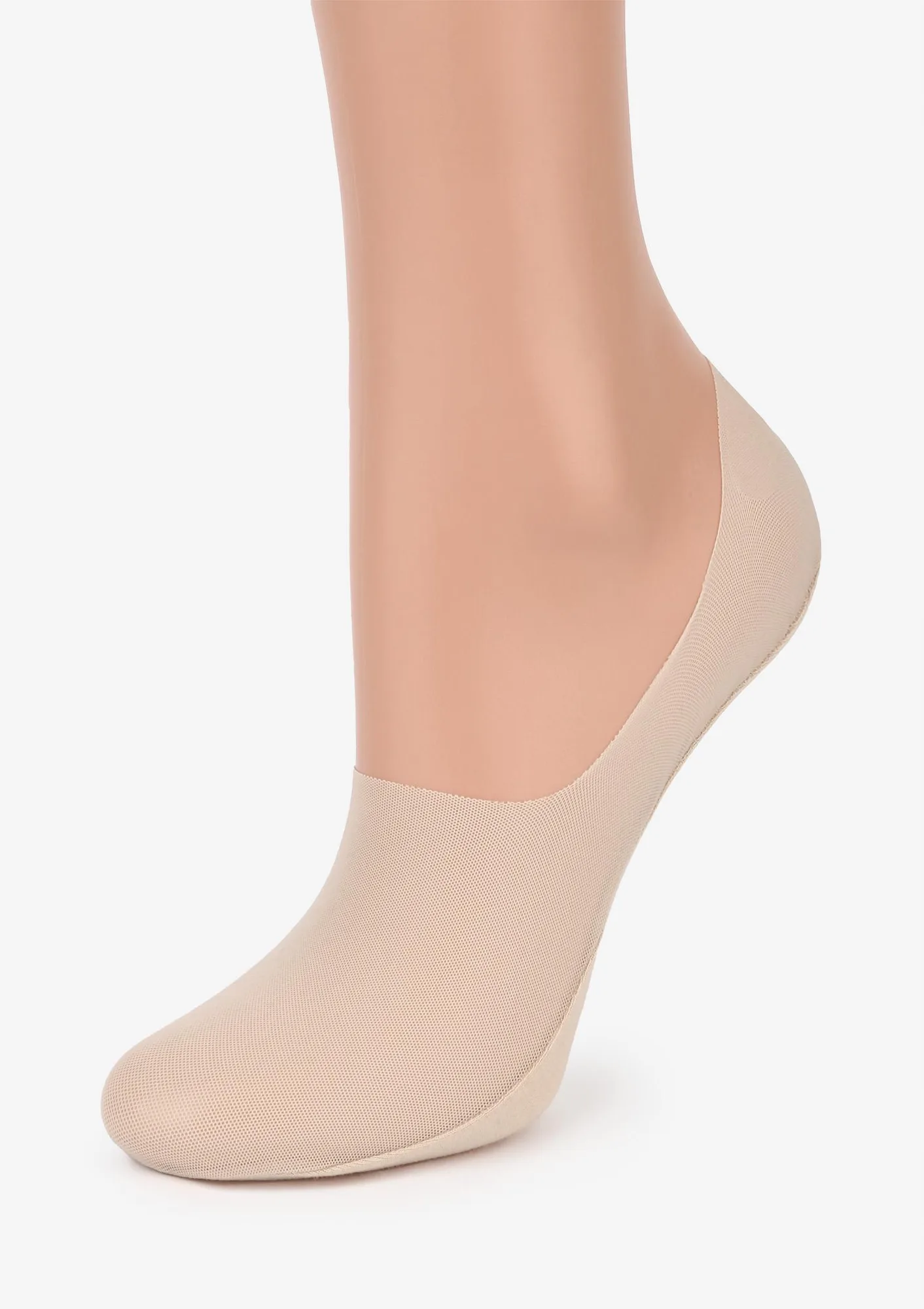 Stopki damskie beżowe z lekkiej siateczki i silikonowym paskiem Comfort Net High Marilyn