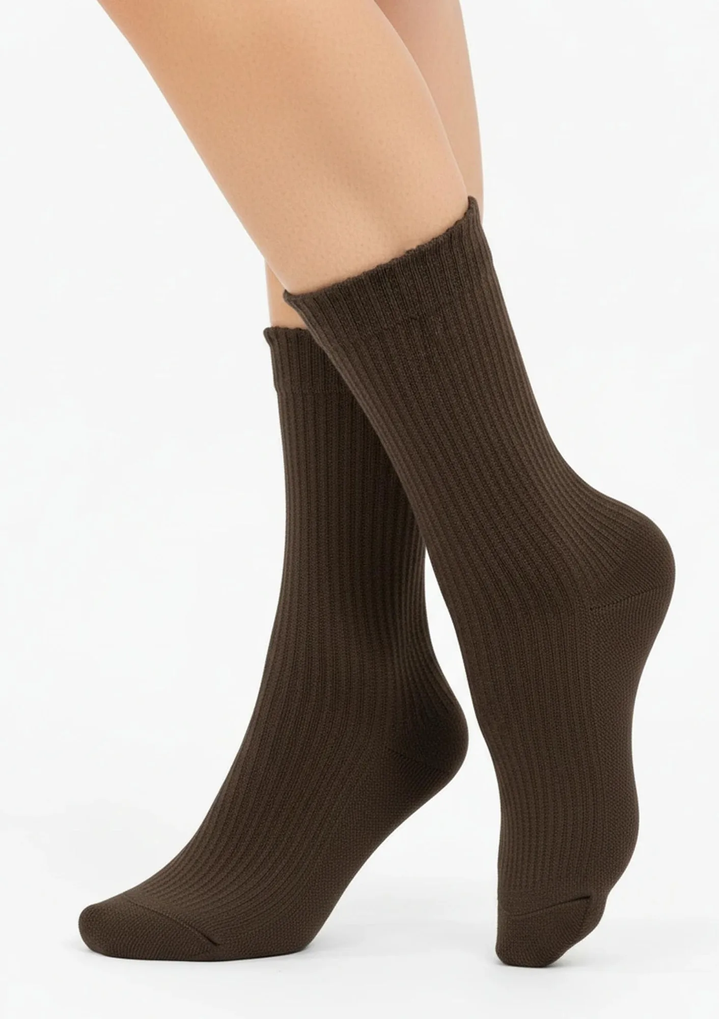 Skarpetki damskie z kaszmirem czekoladowe prążkowane Cashmere Dreams Marilyn ONE SIZE
