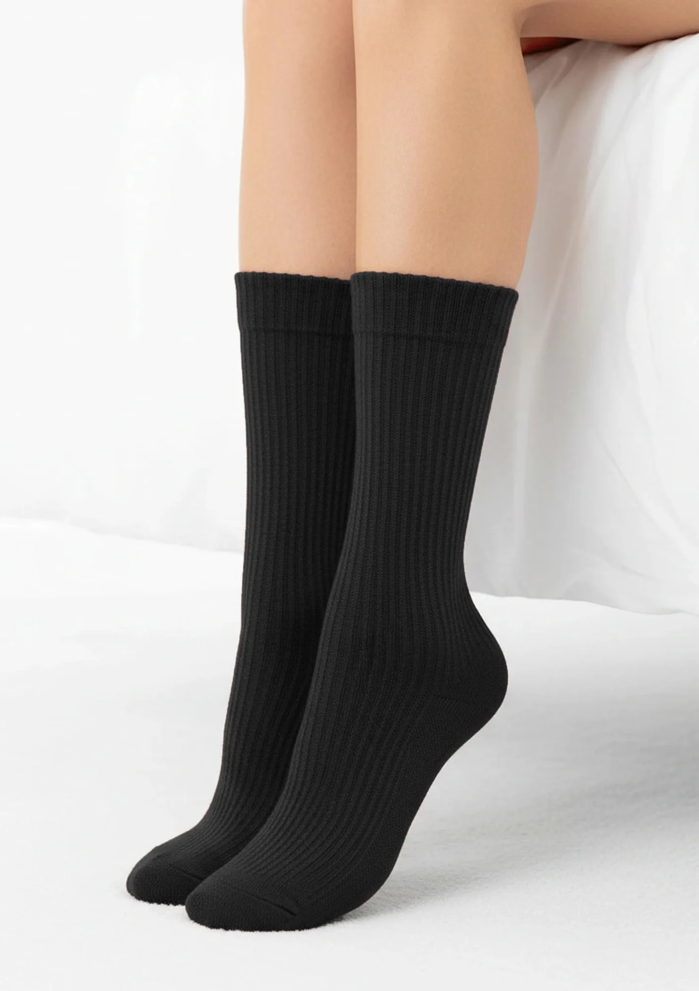 Skarpetki damskie z kaszmirem czarne prążkowane Cashmere Dreams Marilyn ONE SIZE