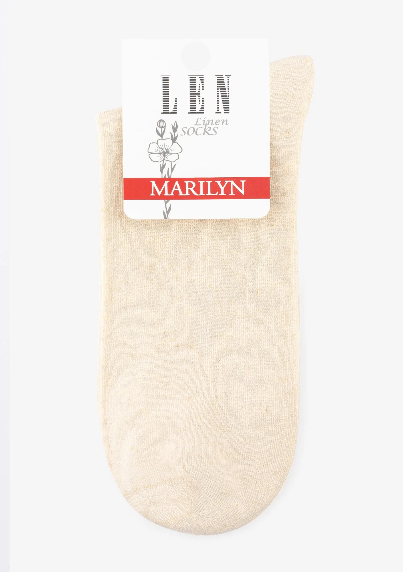 Skarpetki damskie klasyczne z wiskozy i lnu kremowe Len Line Socks Marilyn ONE SIZE