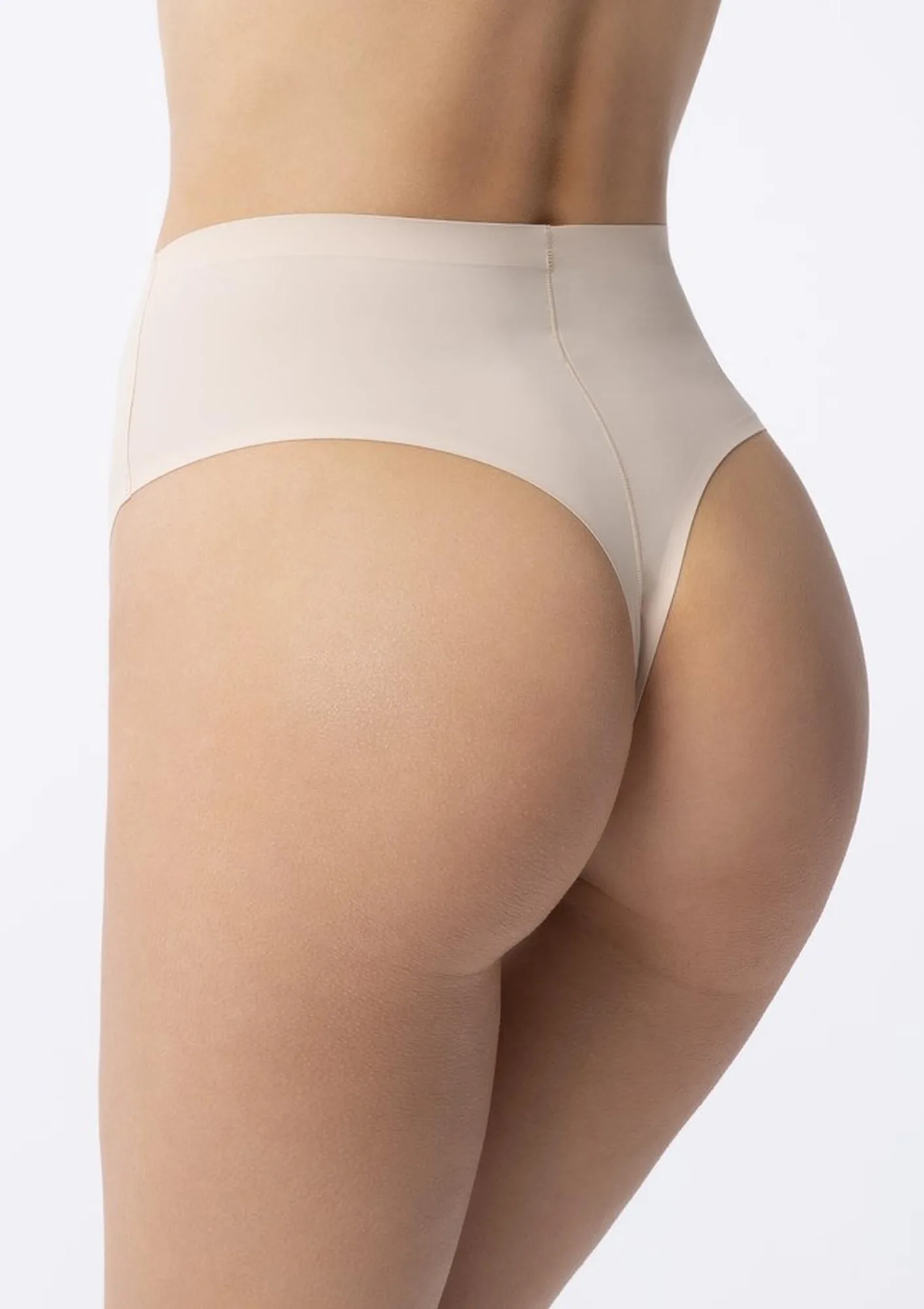 Stringi damskie beżowe z wysokim stanem String Maxi