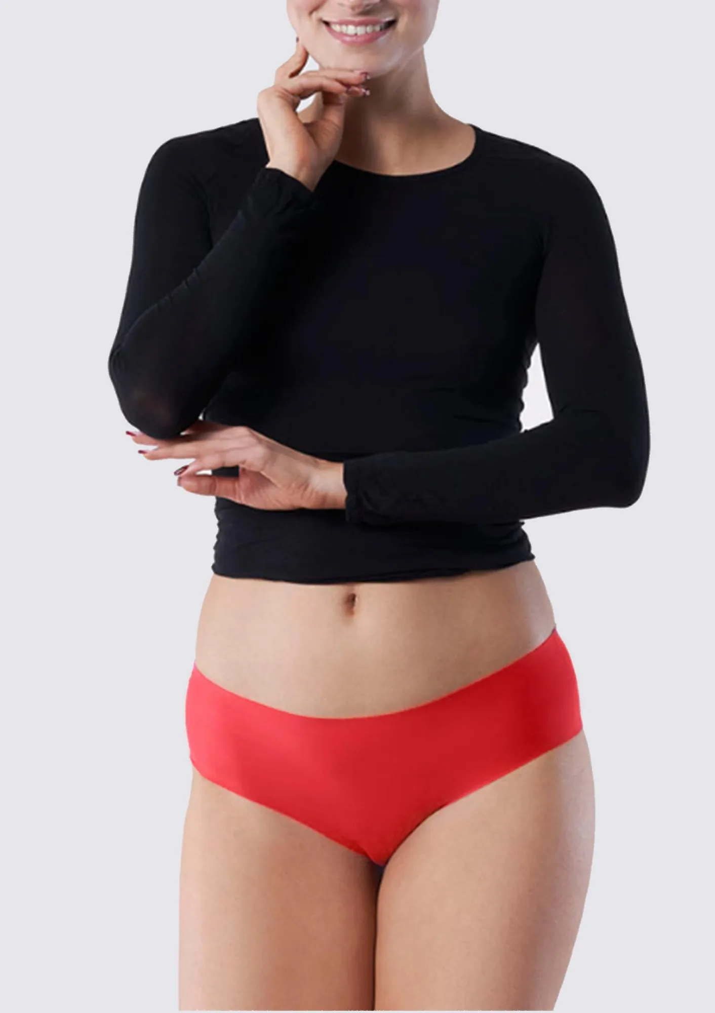 Gładkie bezszwowe figi damskie w kolorze soczystej czerwieni Simple Panty Julimex