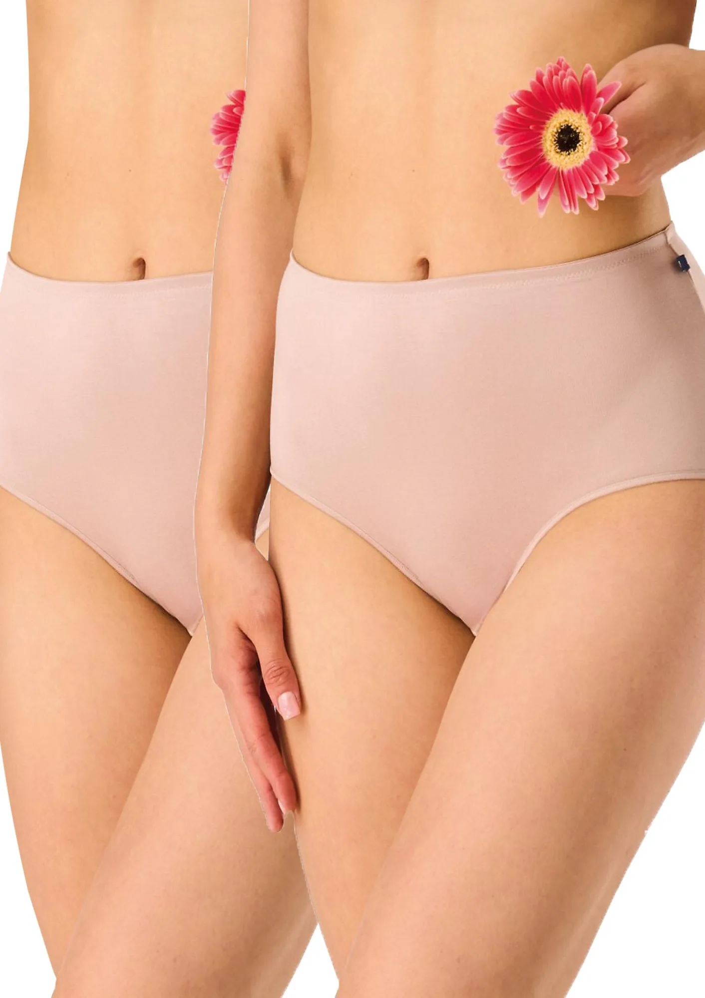 Figi damskie bambusowe (2pack) maxi z wysokim stanem beżowe LPF 006 Key