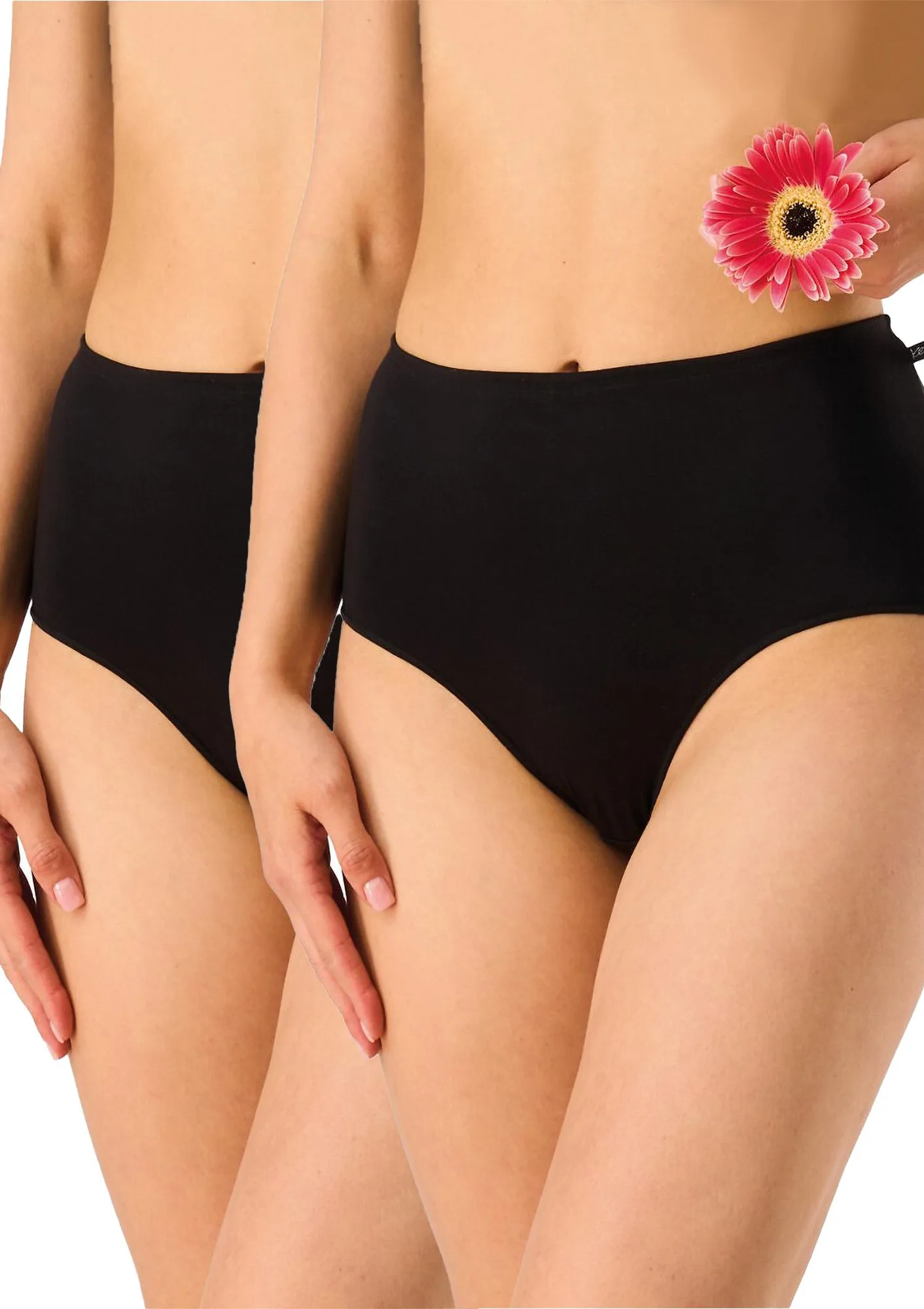 Figi damskie bambusowe (2pack) maxi z wysokim stanem czarne LPF 006 Key