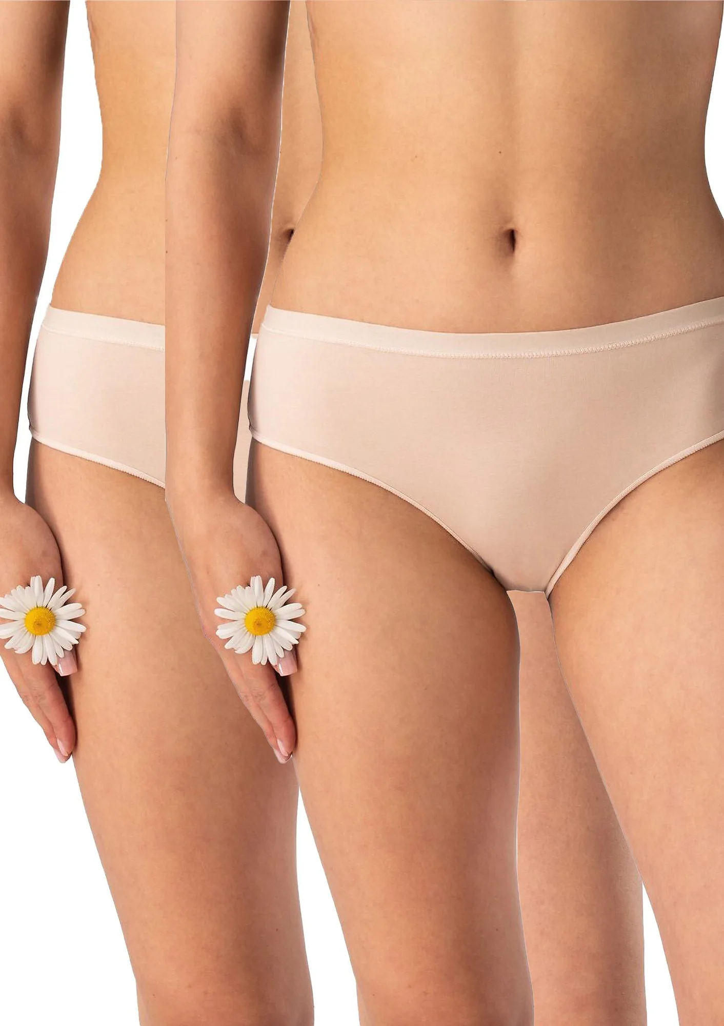 Figi damskie bawełniane (2pack) klasyczne gładkie beżowe LPN 132 Key