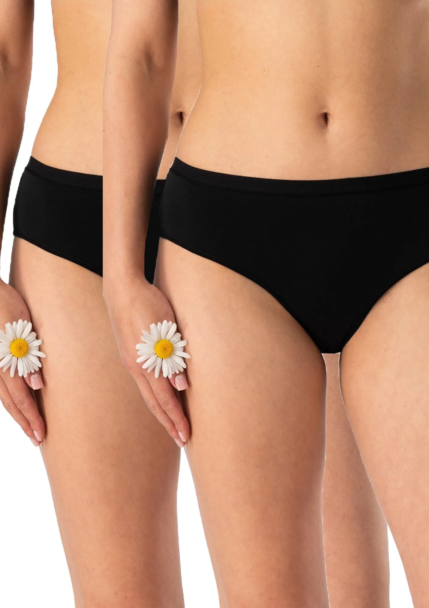 Figi damskie bawełniane (2pack) klasyczne gładkie czarne LPN 132 Key
