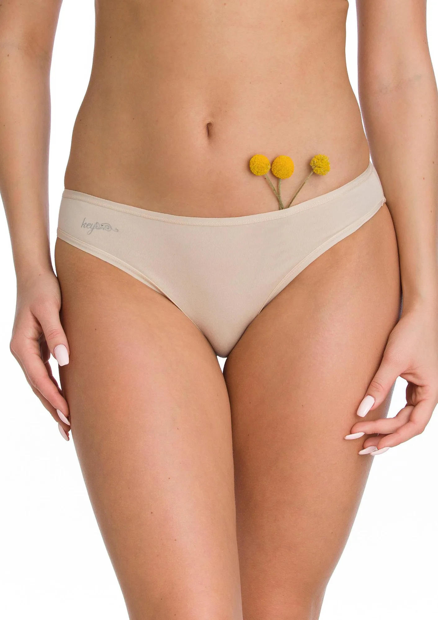 Beżowe figi damskie (2 pack) o niskim kroju LPR 010