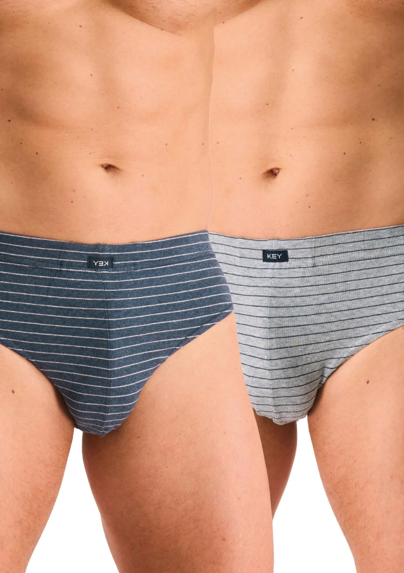 Bawełniane slipy męskie bawełniane (2pack) w cienkie paseczki MPP 378 GRANATOWY/SZARY