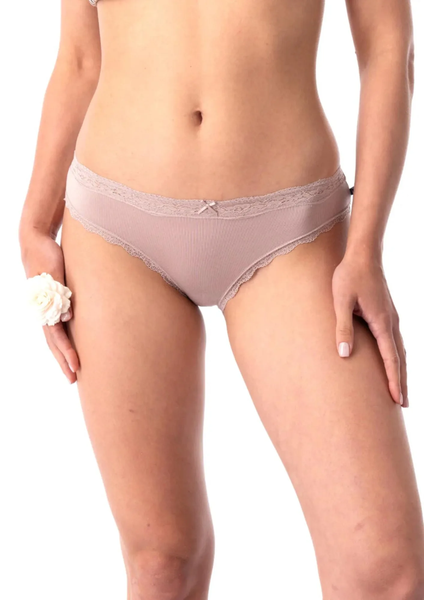 Figi damskie o kroju mini bikini z dzianiny bambusowej beż LPR 002 Key