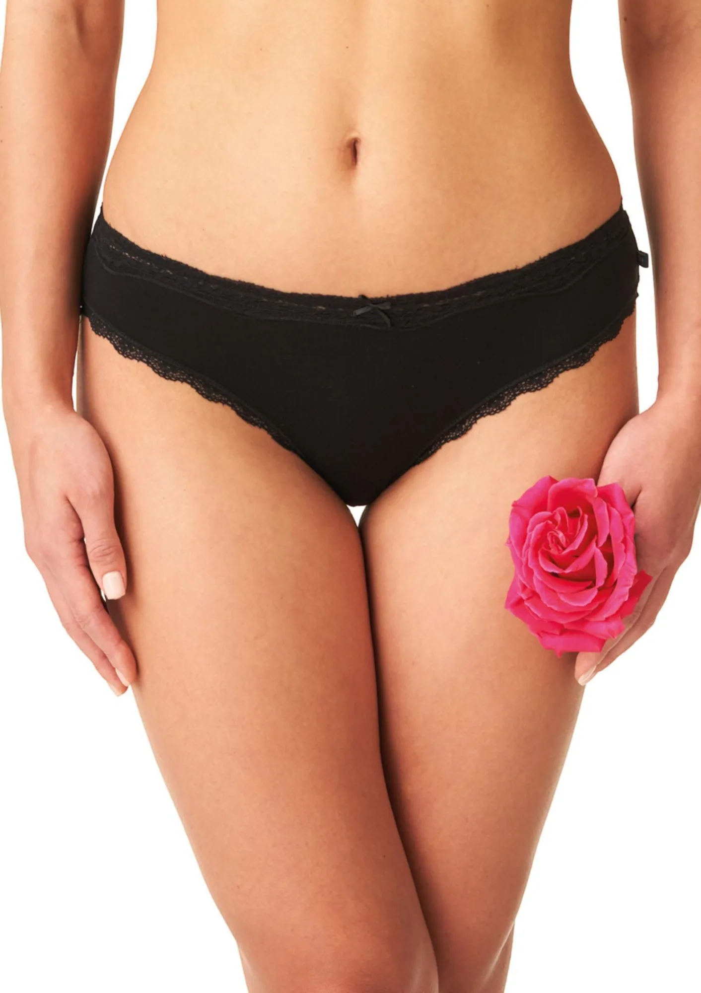 Figi damskie o kroju mini bikini z dzianiny bambusowej czarne LPR 002 Key