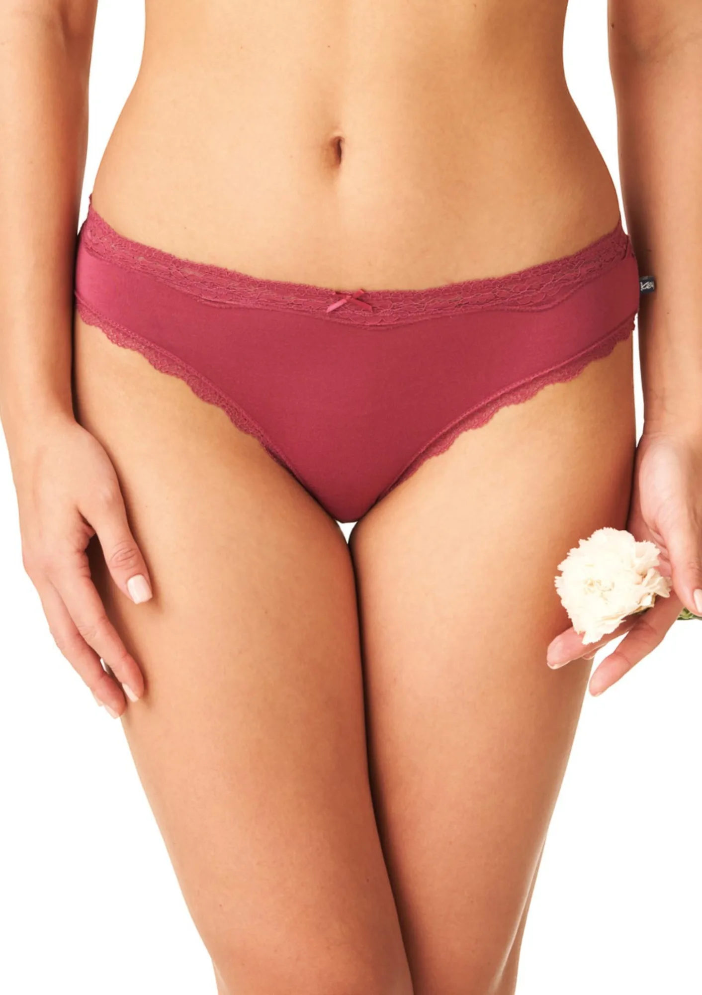 Figi damskie o kroju mini bikini z dzianiny bambusowej bordowe LPR 002 Key