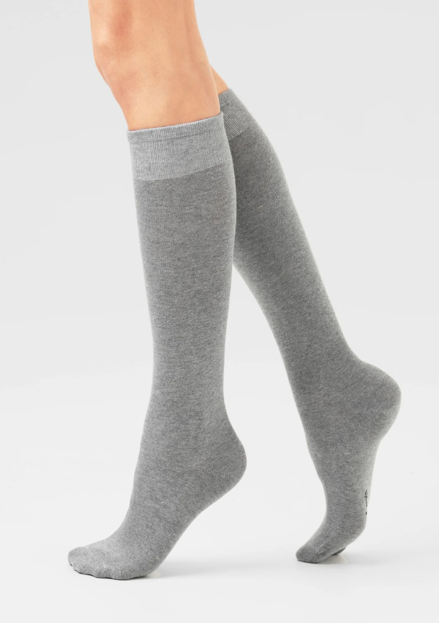 Podkolanówki damskie bawełniane (2pack) gładkie szare 108 Legs