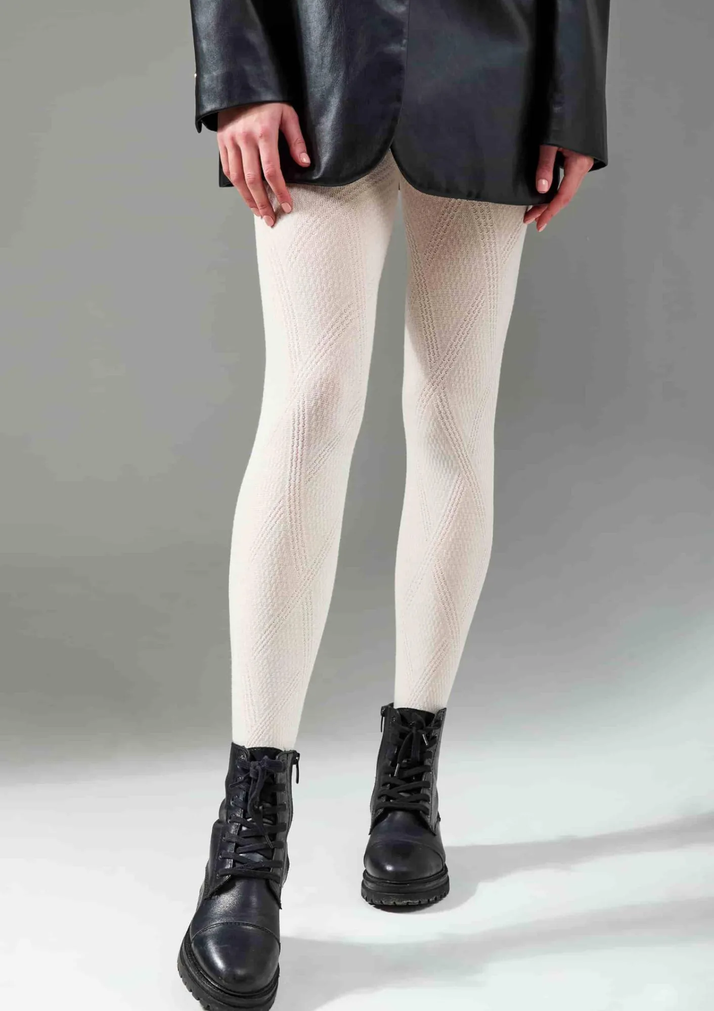 Rajstopy bawełniane 120 den kremowe 1930 Rambi Cottone Legs 3-M