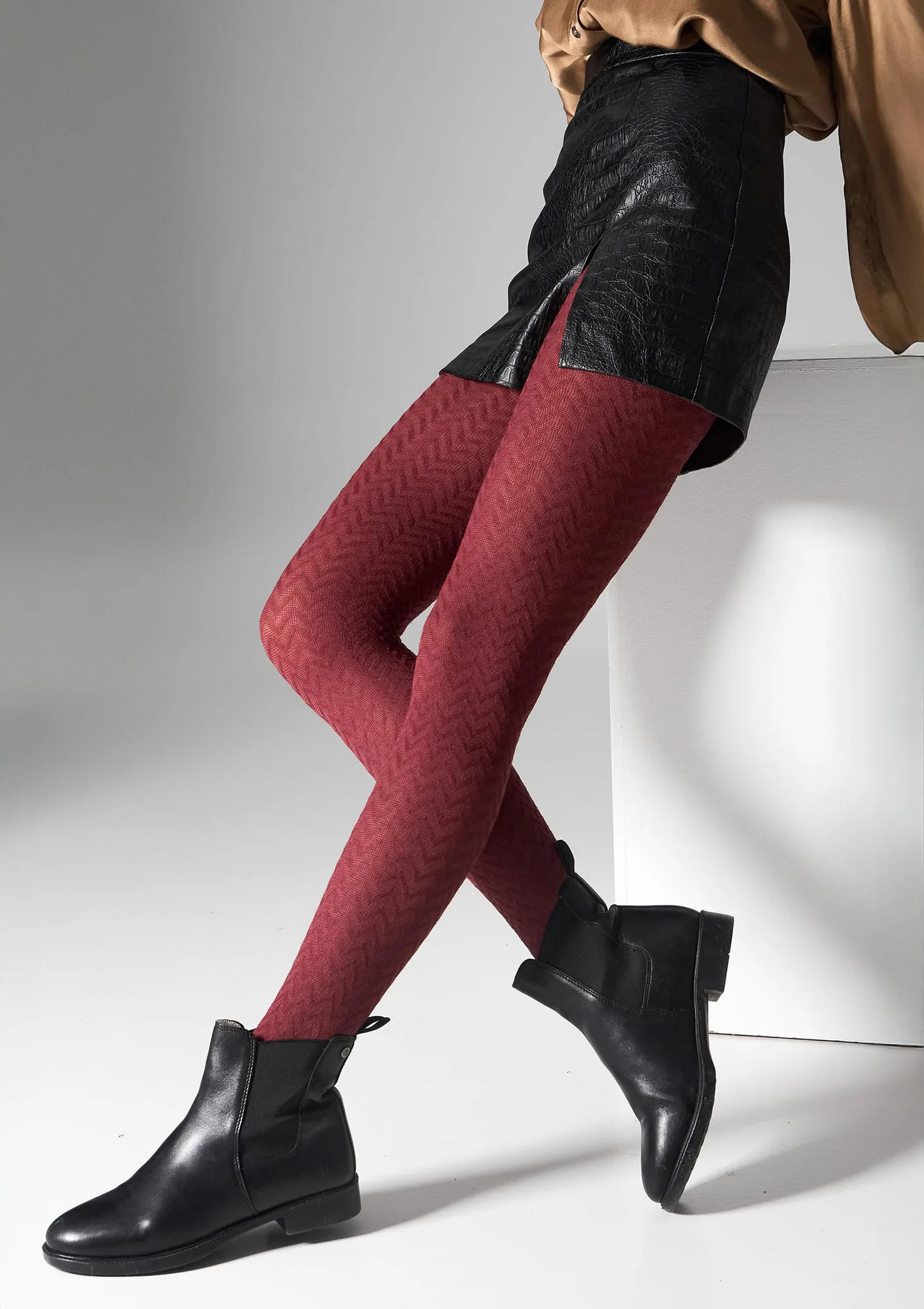 Rajstopy z kaszmirem i wiskozą bordowe L2011 Cashmere Viscosa Legs 3-M