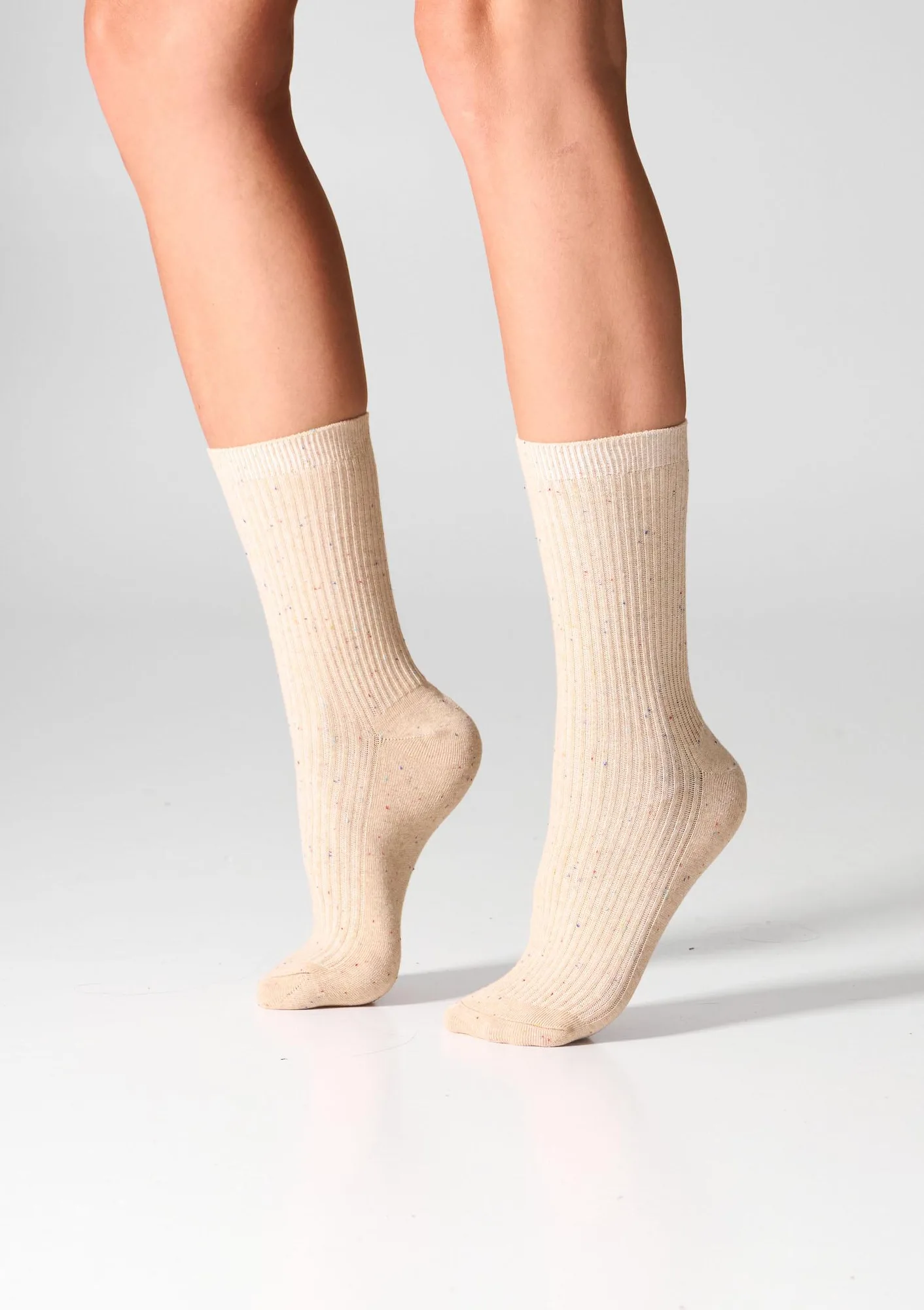 Skarpetki damskie bawełniane (2pack) prążkowane beige/peach G19 Legs