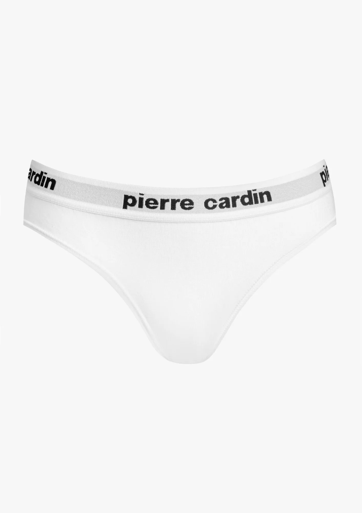 Majtki damskie brazyliany bawełniane białe z logo w pasie Mandorla Pierre Cardin