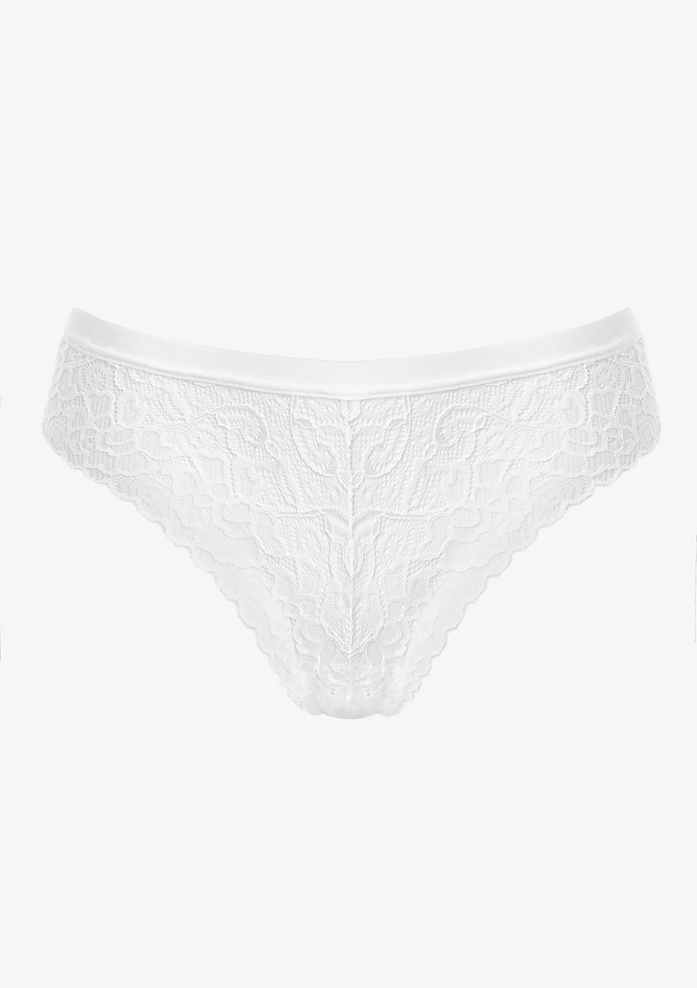 Majtki damskie typu brazyliany koronkowe białe Ortensia Pierre Cardin
