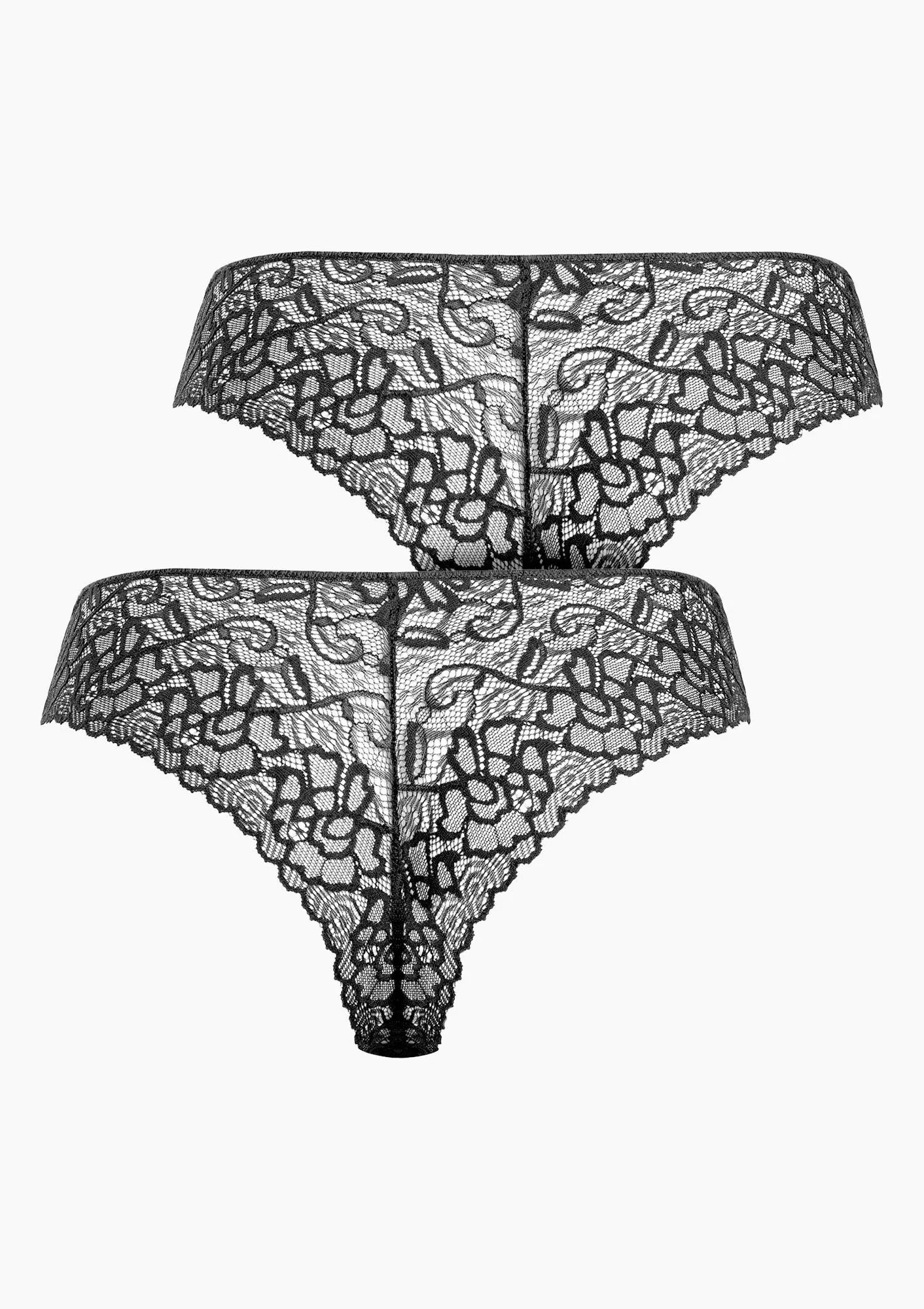 Majtki damskie brazyliany (2pack) bawełniane z koronką czarne Orchidea Pierre Cardin