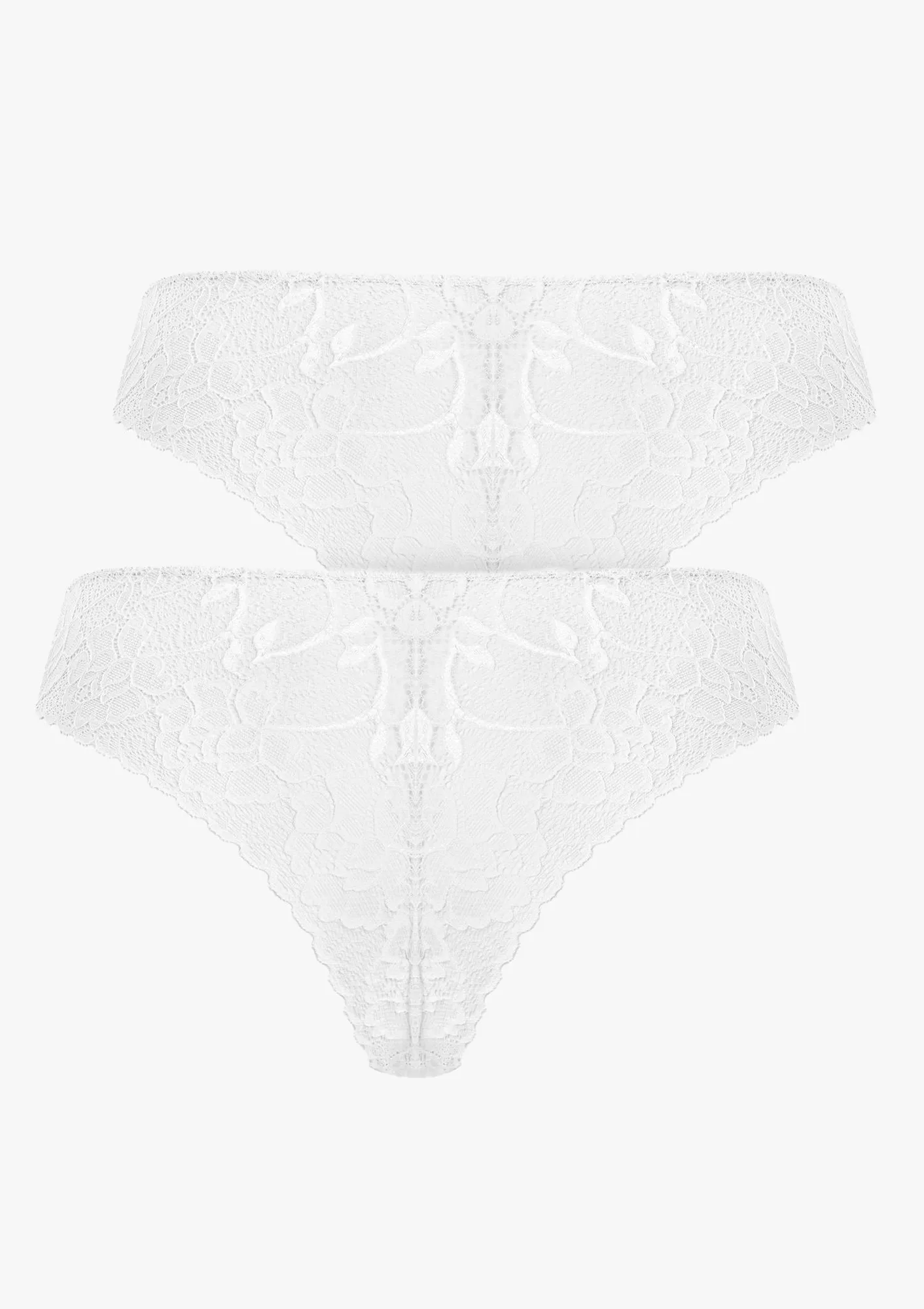 Majtki damskie brazyliany (2pack) bawełniane z koronką białe Orchidea Pierre Cardin