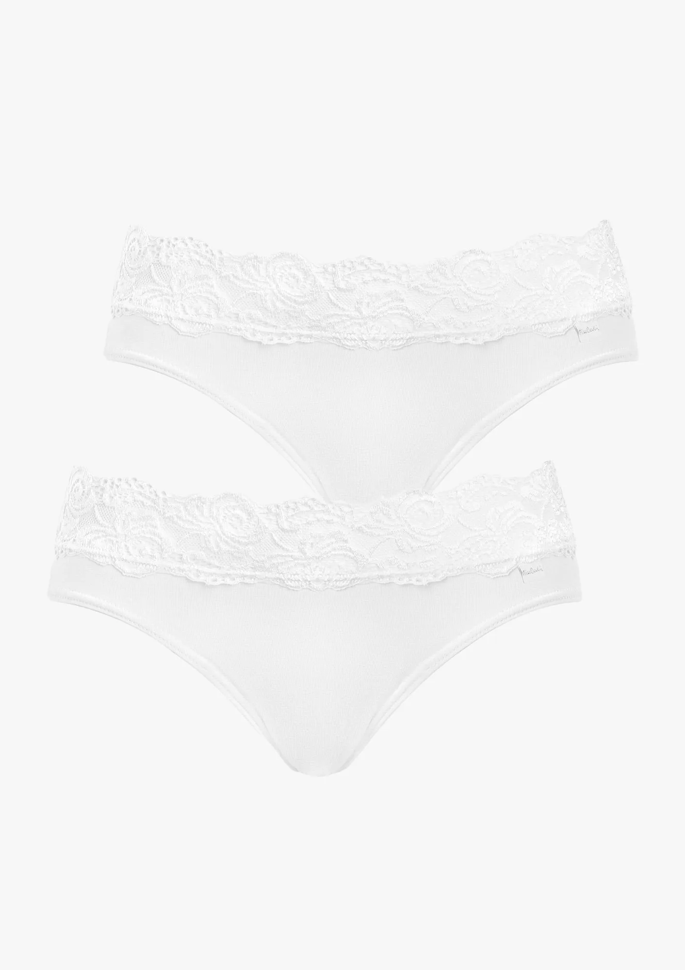 Figi damskie bawełniane (2pack) z koronkową talią białe Viola Pierre Cardin