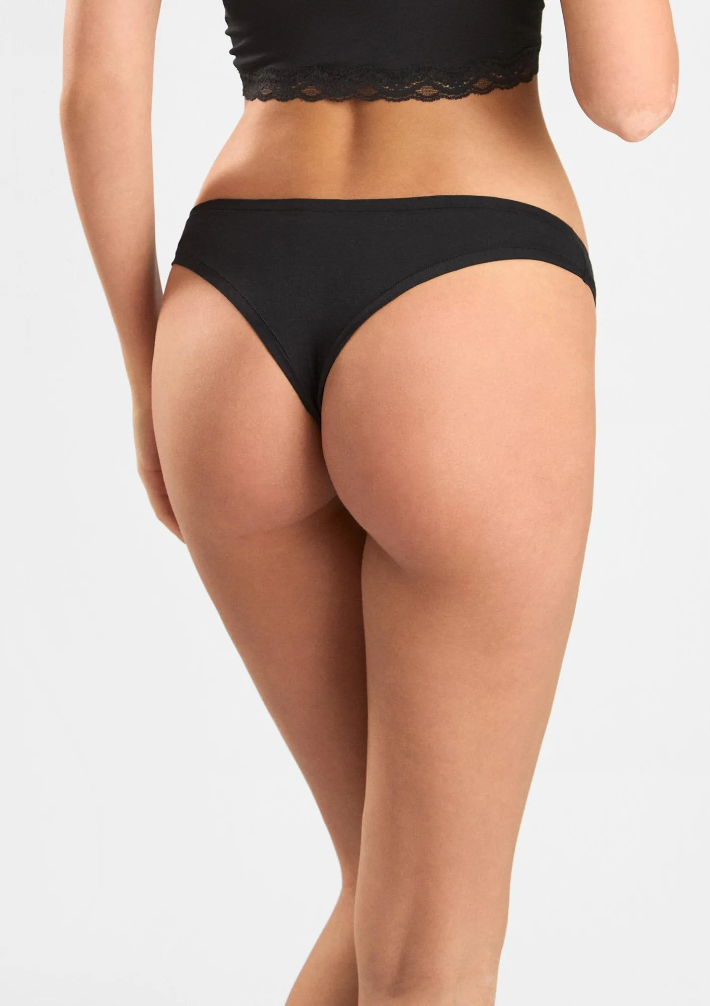 Figi damskie brazyliany z naturalnej bawełny organicznej czarne Natural Cotton 1447 Sielei