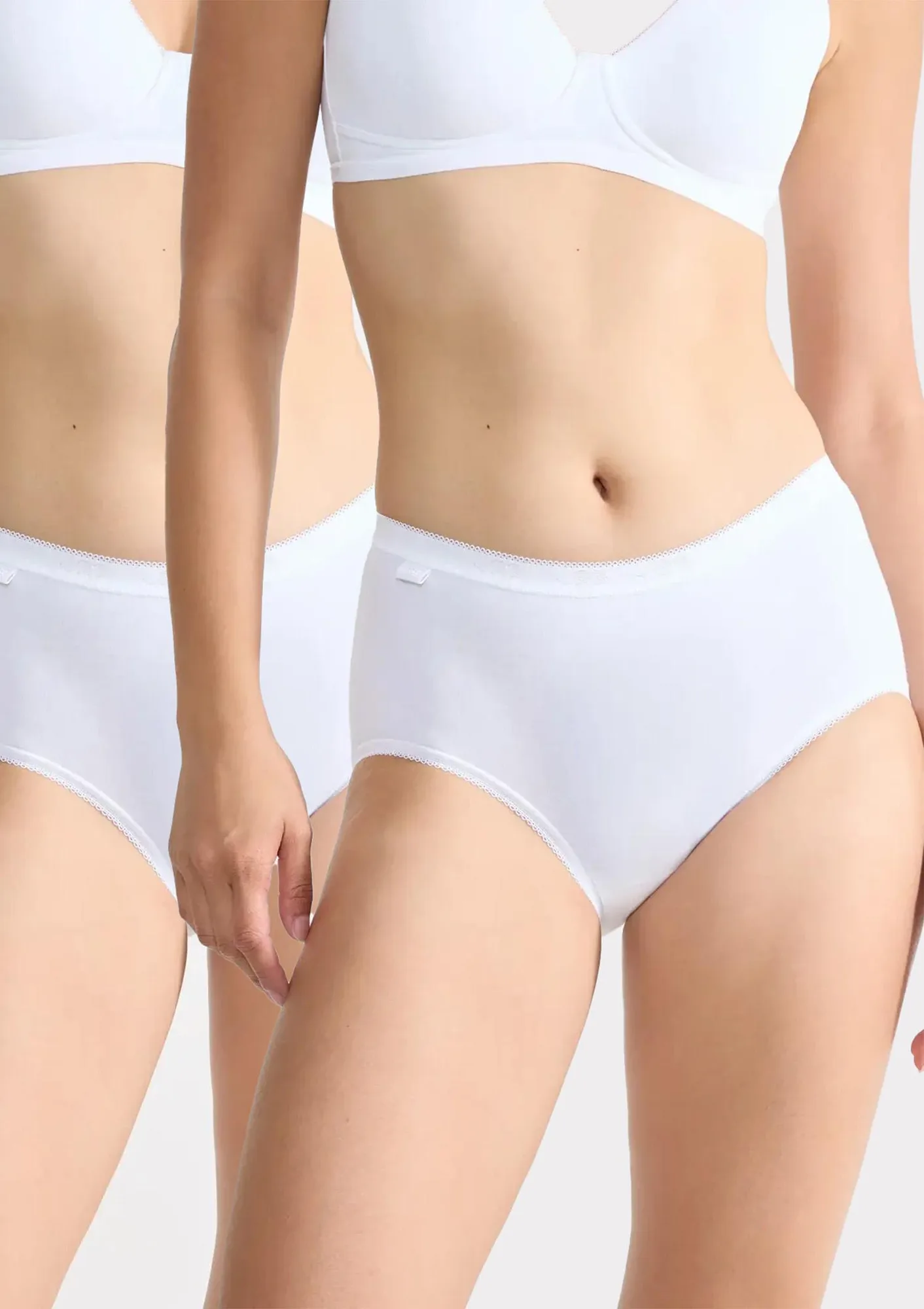 Figi damskie (2pack) klasyczne z wysokiej jakości bawełny białe Basic+ Midi Sloggi