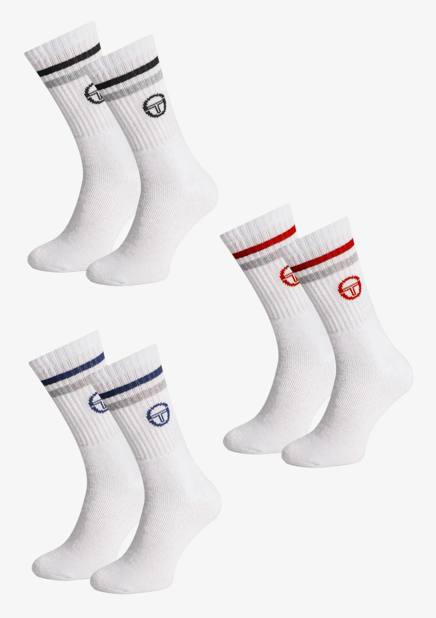 Skarpetki męskie bawełniane białe (3pack) wysoki prążkowany ściągacz 1003 Sergio Tacchini
