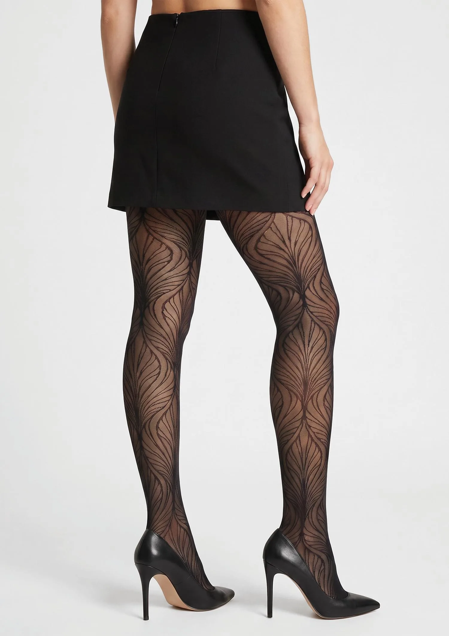 Rajstopy 40 den czarne z falistym wzorem Allure I002 Marilyn 5-XL